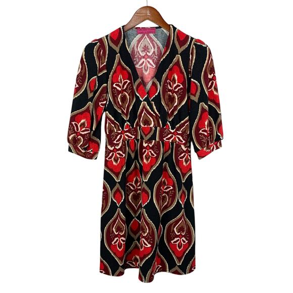 Melissa Masse Dress Made To Measure Red Black Knit Women's M - Picture 1 of 10